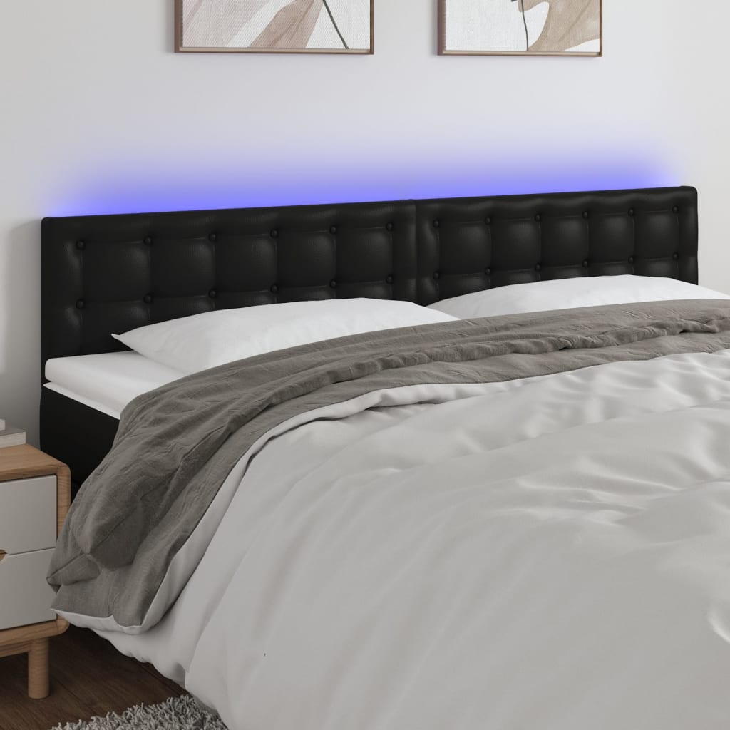 Hoofdbord LED 180x5x78/88 cm kunstleer zwart is nu te koop bij PeponiXL, paradijselijk wonen!