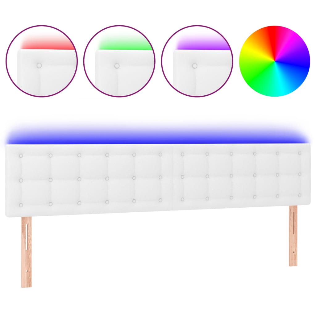 Hoofdbord LED 180x5x78/88 cm kunstleer wit is nu te koop bij PeponiXL, paradijselijk wonen!