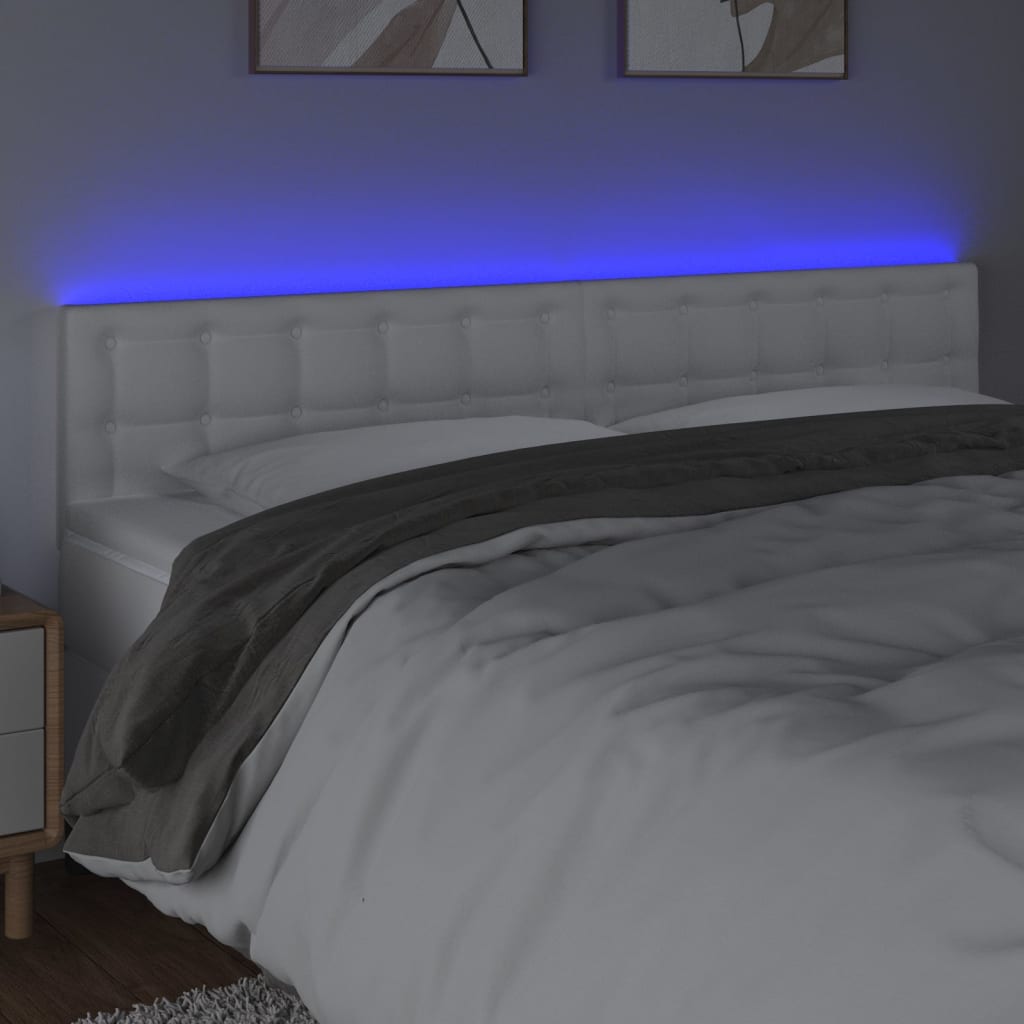 Hoofdbord LED 180x5x78/88 cm kunstleer wit is nu te koop bij PeponiXL, paradijselijk wonen!