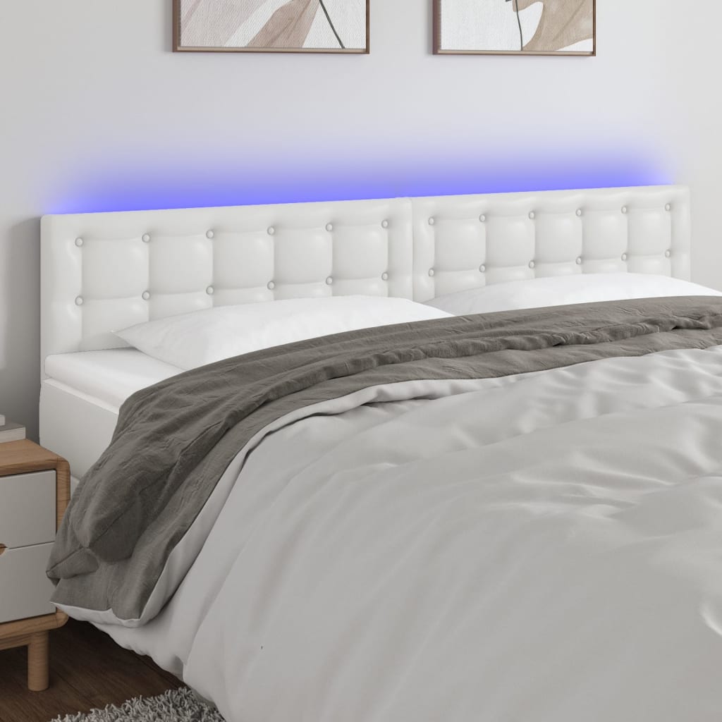 Hoofdbord LED 180x5x78/88 cm kunstleer wit is nu te koop bij PeponiXL, paradijselijk wonen!