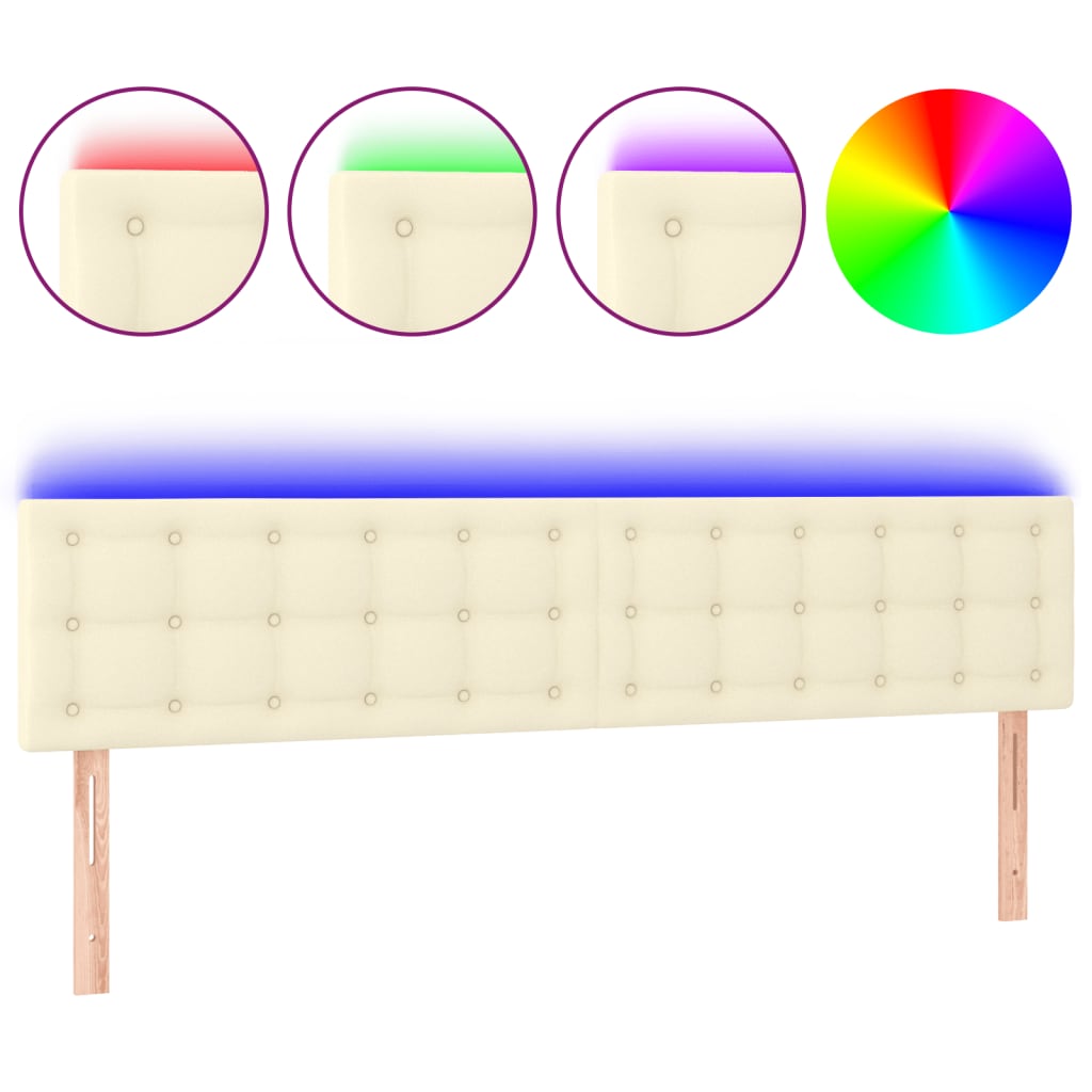 Hoofdbord LED 180x5x78/88 cm kunstleer crèmekleurig is nu te koop bij PeponiXL, paradijselijk wonen!