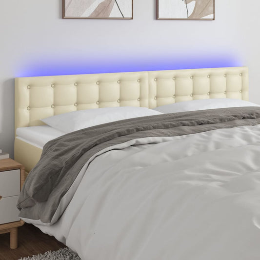 Hoofdbord LED 180x5x78/88 cm kunstleer crèmekleurig is nu te koop bij PeponiXL, paradijselijk wonen!