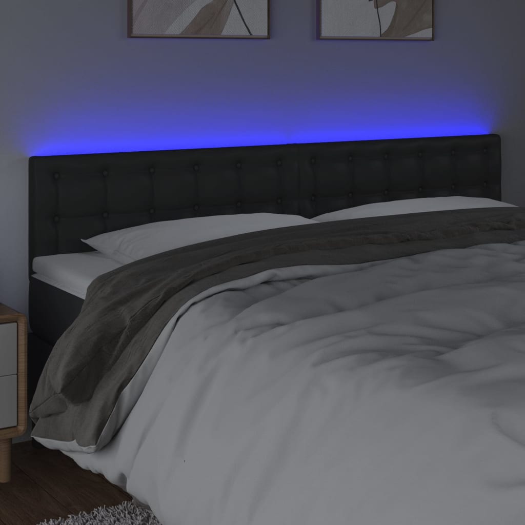 Hoofdbord LED 200x5x78/88 cm kunstleer zwart is nu te koop bij PeponiXL, paradijselijk wonen!