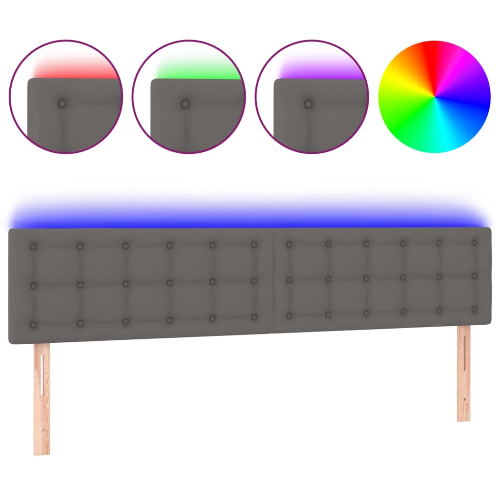 Hoofdbord LED 200x5x78/88 cm kunstleer grijs is nu te koop bij PeponiXL, paradijselijk wonen!