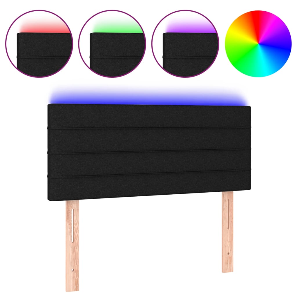Hoofdbord LED 80x5x78/88 cm stof zwart is nu te koop bij PeponiXL, paradijselijk wonen!