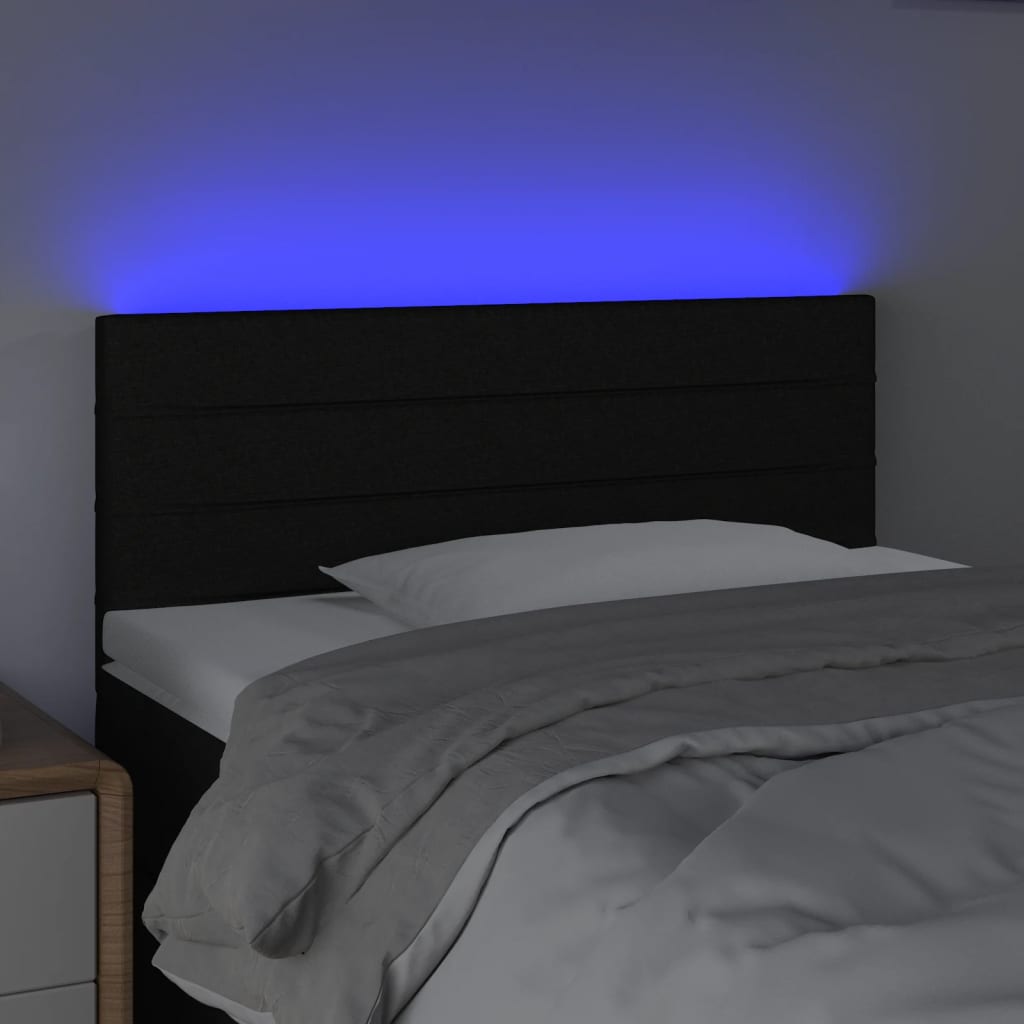 Hoofdbord LED 80x5x78/88 cm stof zwart is nu te koop bij PeponiXL, paradijselijk wonen!
