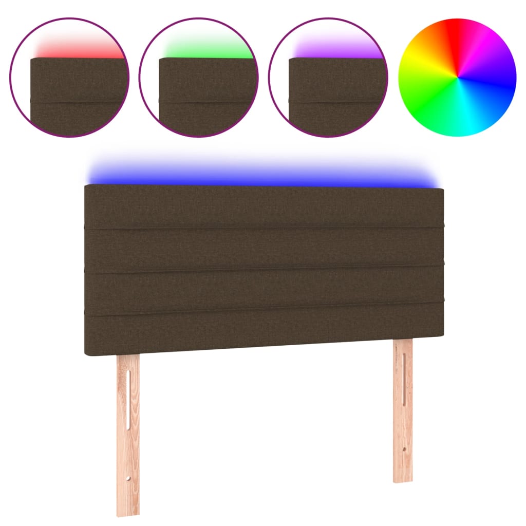 Hoofdbord LED 80x5x78/88 cm stof donkerbruin is nu te koop bij PeponiXL, paradijselijk wonen!