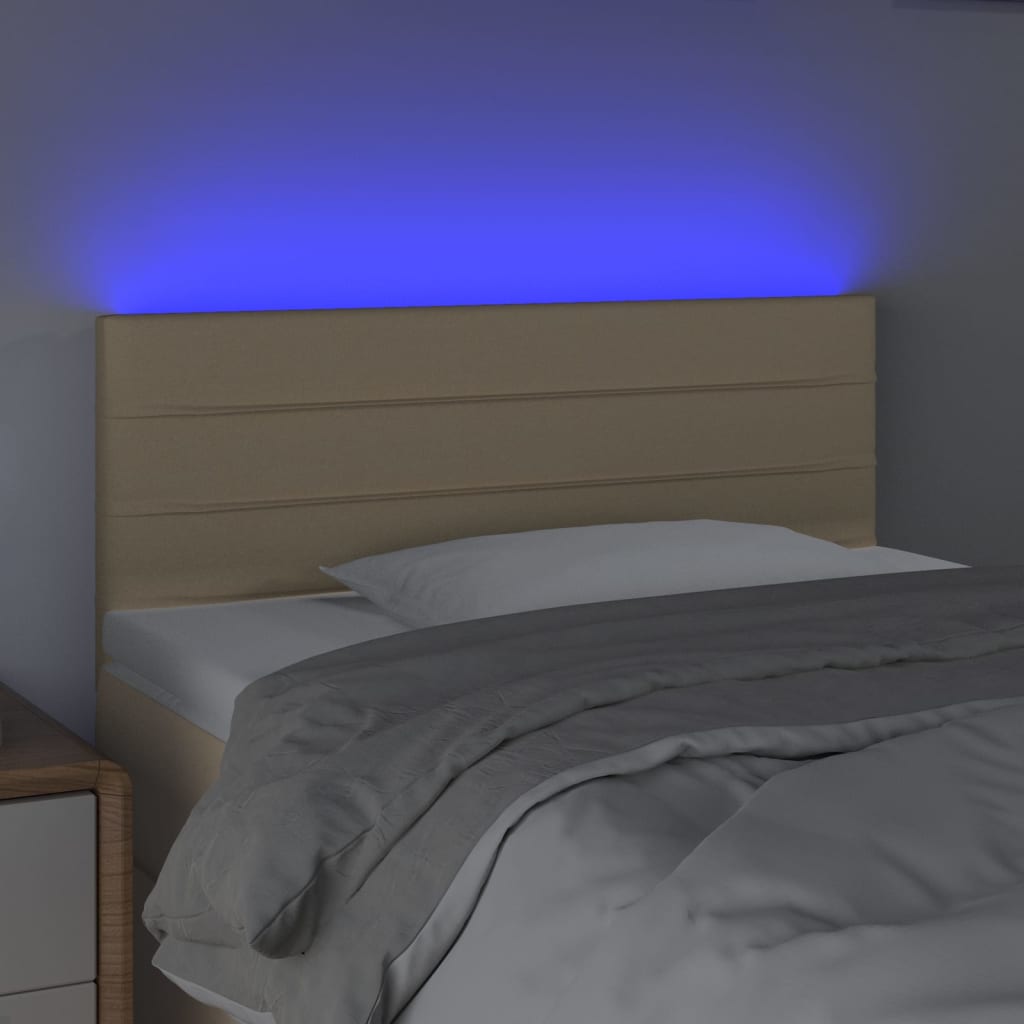 Hoofdbord LED 80x5x78/88 cm stof crèmekleurig is nu te koop bij PeponiXL, paradijselijk wonen!