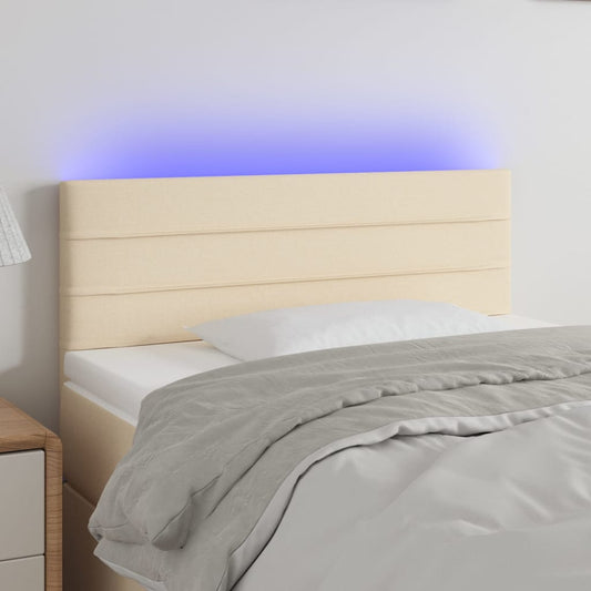 Hoofdbord LED 80x5x78/88 cm stof crèmekleurig is nu te koop bij PeponiXL, paradijselijk wonen!