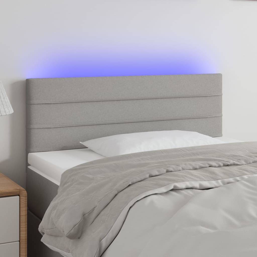 Hoofdbord LED 90x5x78/88 cm stof lichtgrijs is nu te koop bij PeponiXL, paradijselijk wonen!
