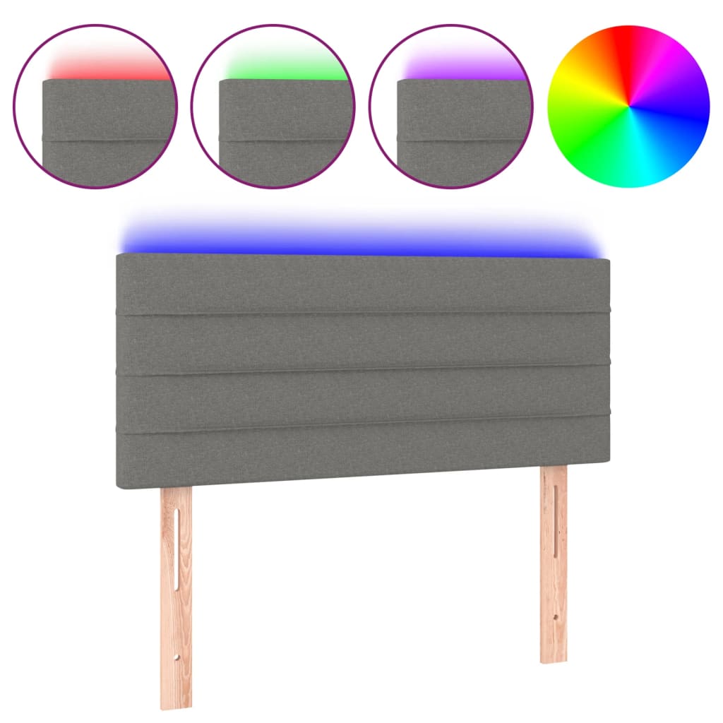 Hoofdbord LED 100x5x78/88 cm stof donkergrijs is nu te koop bij PeponiXL, paradijselijk wonen!