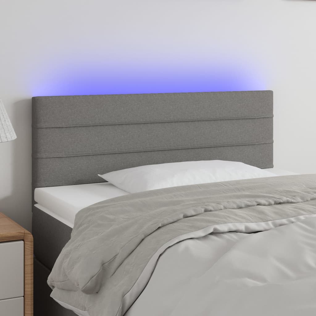 Hoofdbord LED 100x5x78/88 cm stof donkergrijs is nu te koop bij PeponiXL, paradijselijk wonen!