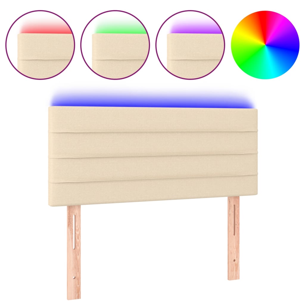 Hoofdbord LED 100x5x78/88 cm stof crèmekleurig is nu te koop bij PeponiXL, paradijselijk wonen!