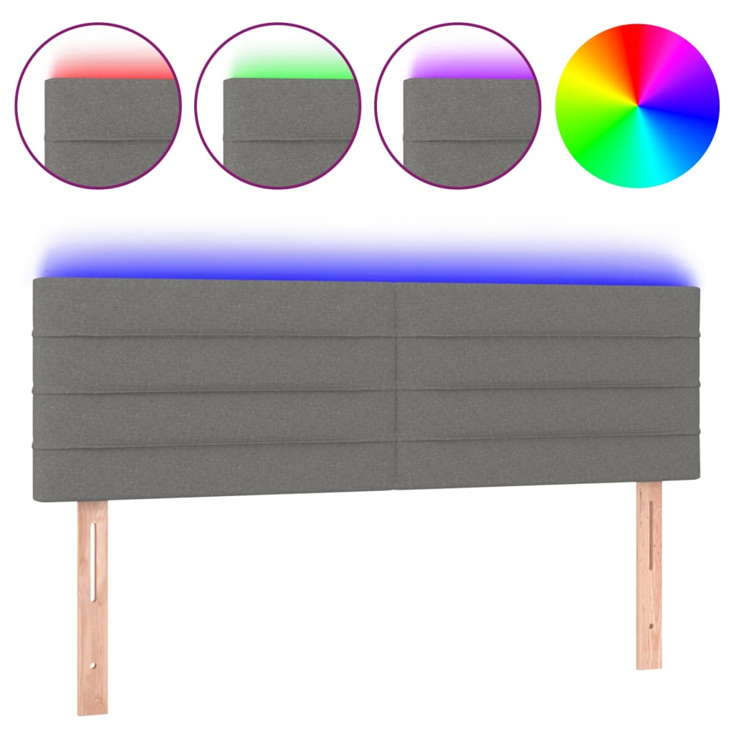 Hoofdbord LED 144x5x78/88 cm stof donkergrijs is nu te koop bij PeponiXL, paradijselijk wonen!