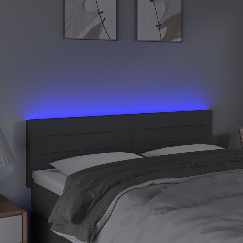 Hoofdbord LED 144x5x78/88 cm stof donkergrijs is nu te koop bij PeponiXL, paradijselijk wonen!