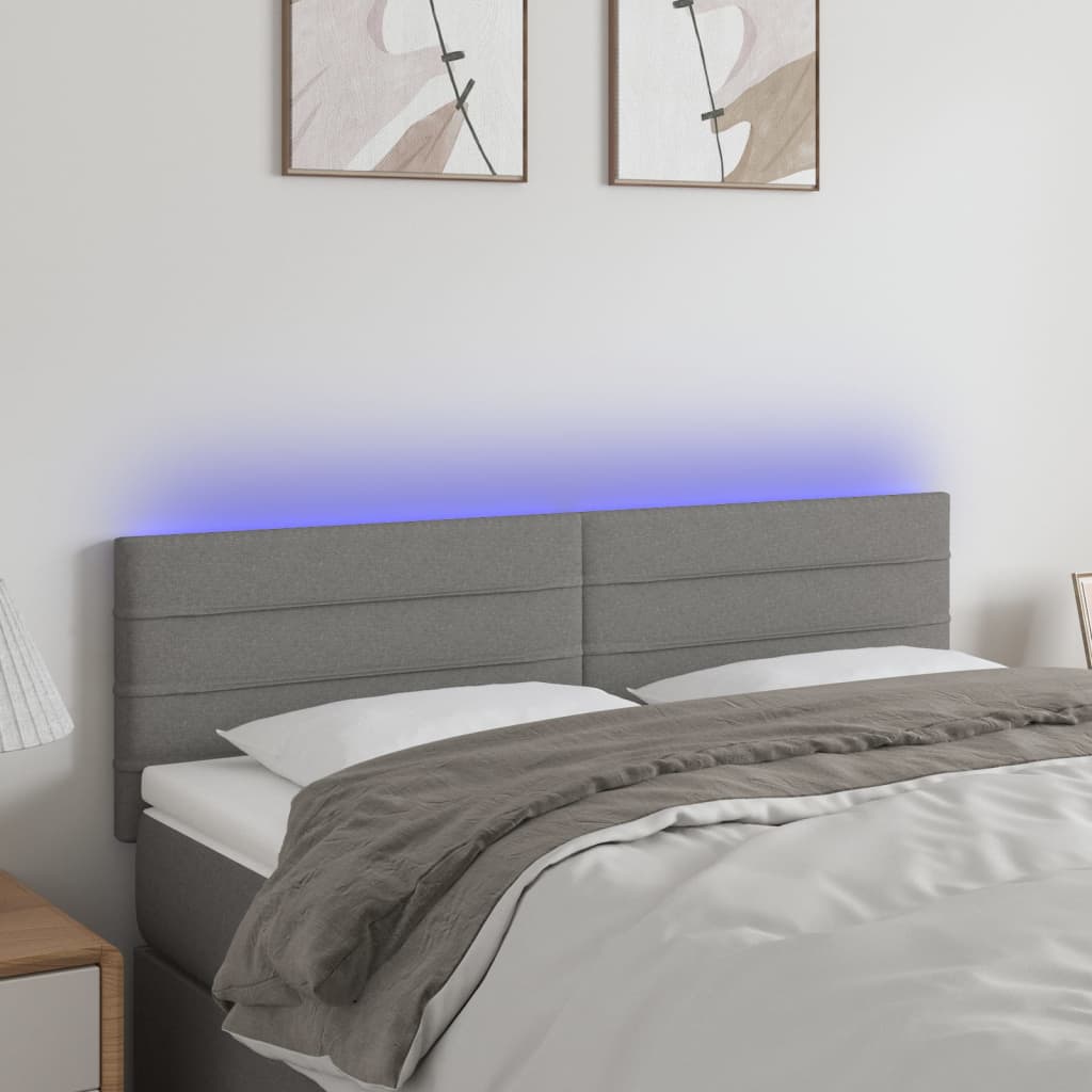 Hoofdbord LED 144x5x78/88 cm stof donkergrijs is nu te koop bij PeponiXL, paradijselijk wonen!