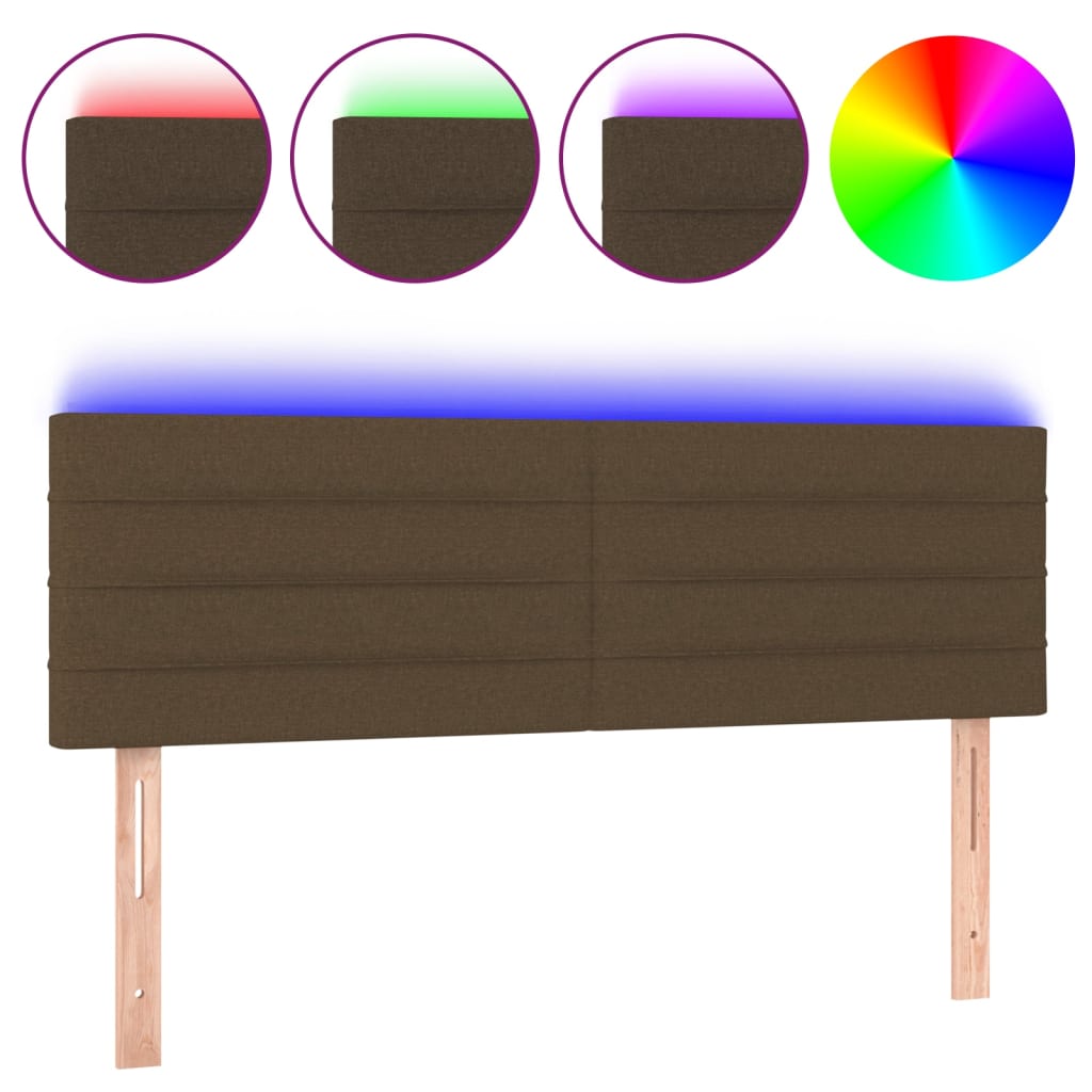Hoofdbord LED 144x5x78/88 cm stof donkerbruin is nu te koop bij PeponiXL, paradijselijk wonen!