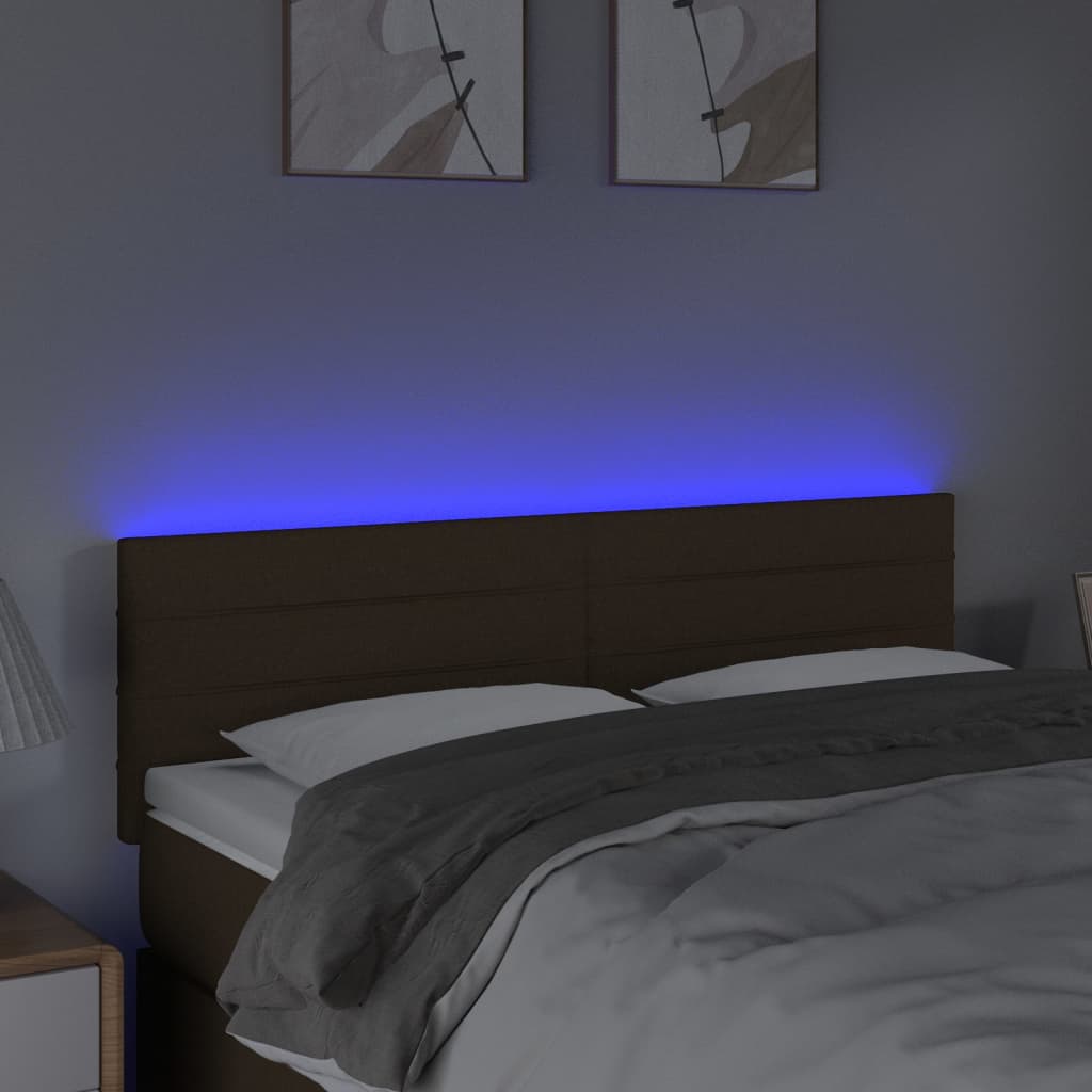 Hoofdbord LED 144x5x78/88 cm stof donkerbruin is nu te koop bij PeponiXL, paradijselijk wonen!