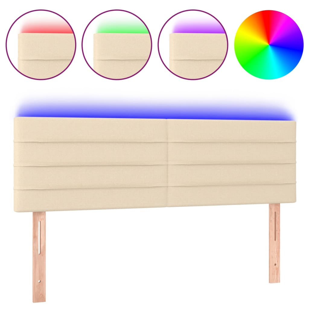 Hoofdbord LED 144x5x78/88 cm stof crèmekleurig is nu te koop bij PeponiXL, paradijselijk wonen!