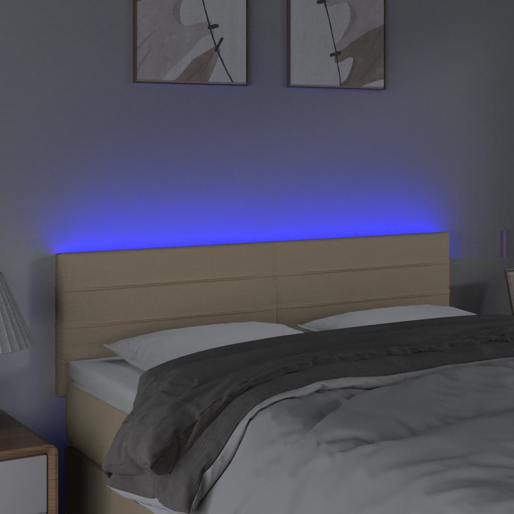 Hoofdbord LED 144x5x78/88 cm stof crèmekleurig is nu te koop bij PeponiXL, paradijselijk wonen!