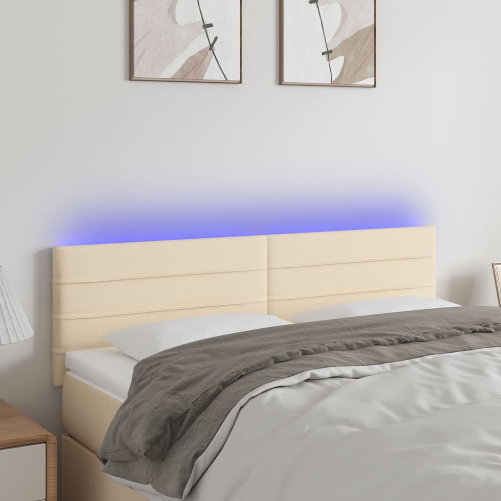 Hoofdbord LED 144x5x78/88 cm stof crèmekleurig is nu te koop bij PeponiXL, paradijselijk wonen!
