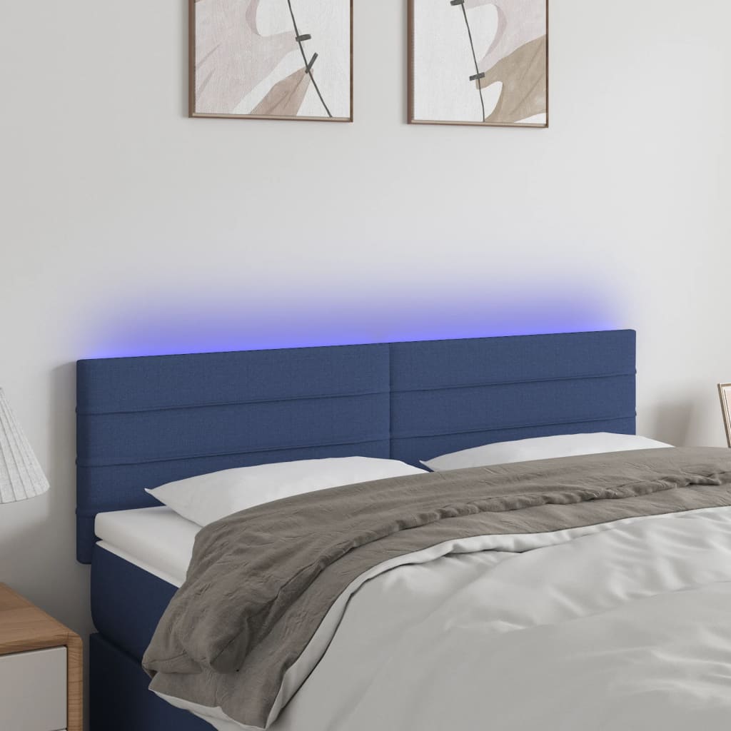 Hoofdbord LED 144x5x78/88 cm stof blauw is nu te koop bij PeponiXL, paradijselijk wonen!