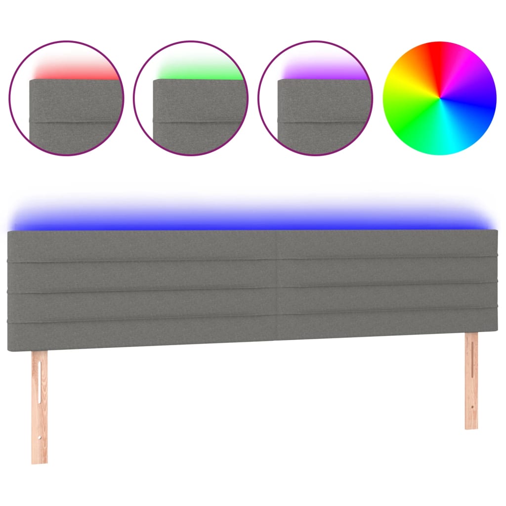 Hoofdbord LED 180x5x78/88 cm stof donkergrijs is nu te koop bij PeponiXL, paradijselijk wonen!
