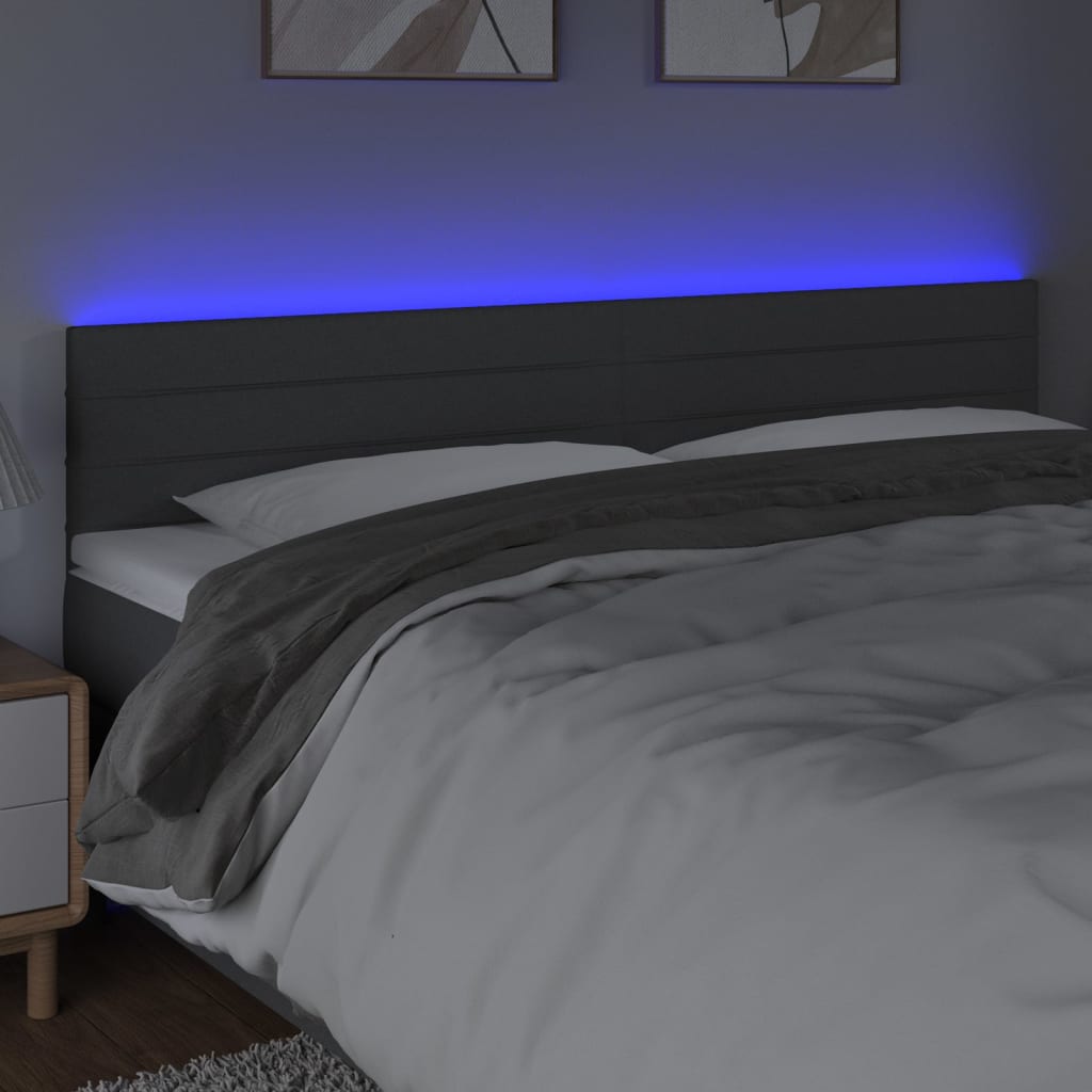 Hoofdbord LED 180x5x78/88 cm stof donkergrijs is nu te koop bij PeponiXL, paradijselijk wonen!