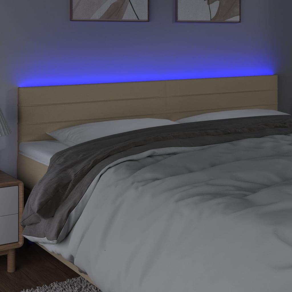Hoofdbord LED 180x5x78/88 cm stof crèmekleurig is nu te koop bij PeponiXL, paradijselijk wonen!