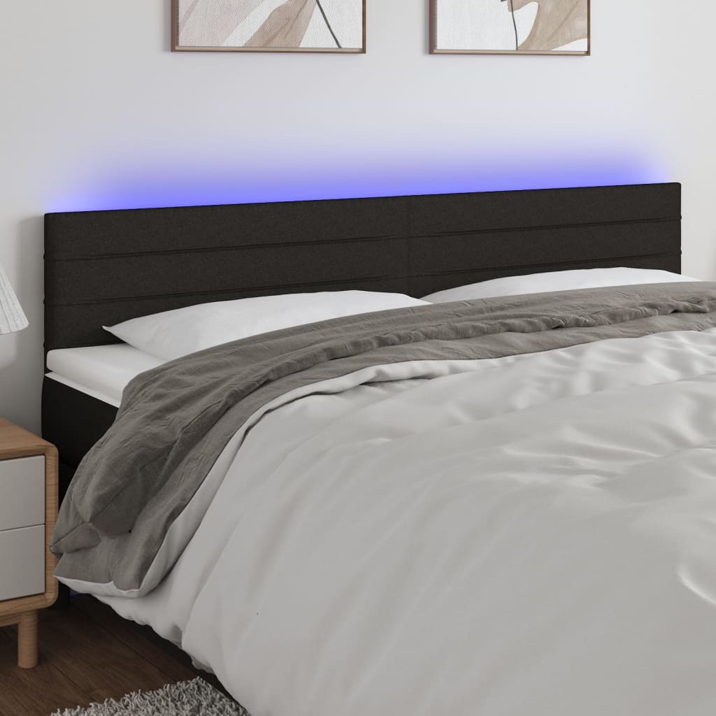 Hoofdbord LED 200x5x78/88 cm stof zwart is nu te koop bij PeponiXL, paradijselijk wonen!