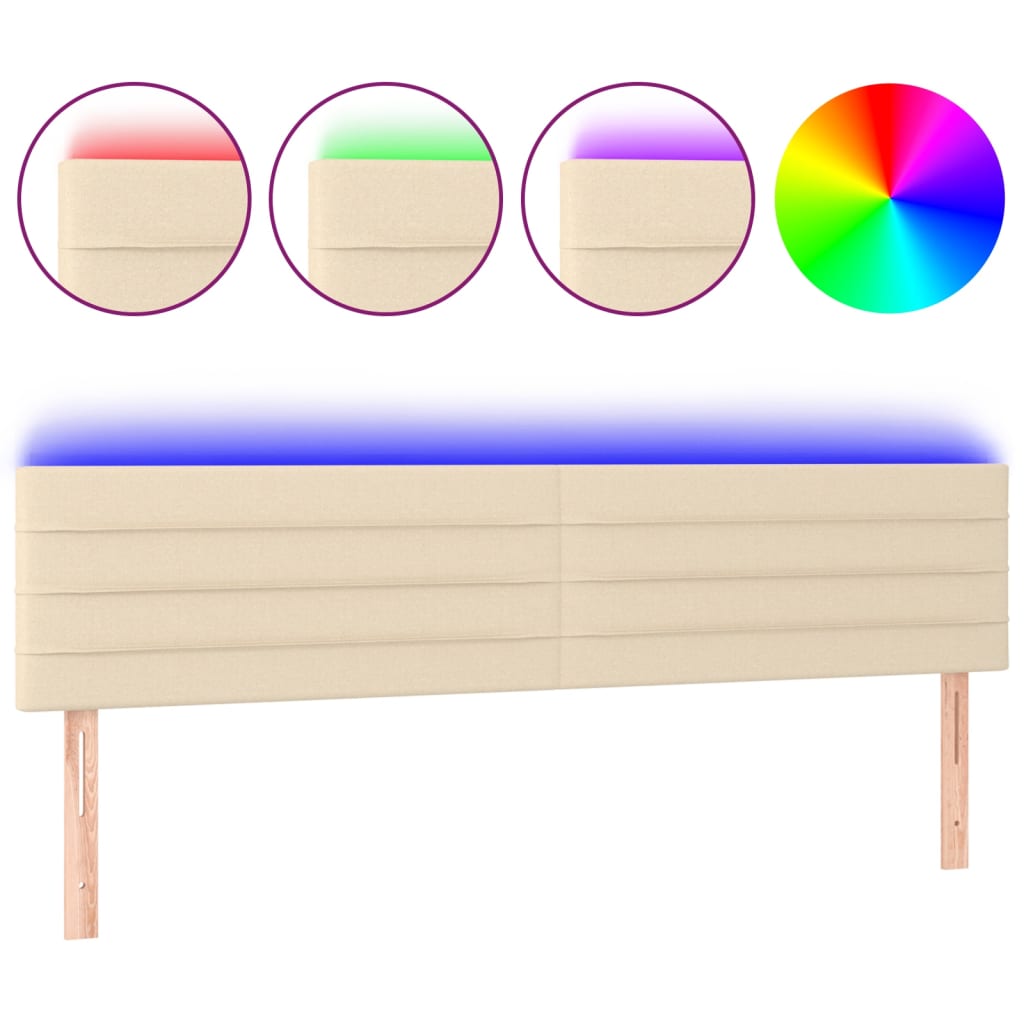 Hoofdbord LED 200x5x78/88 cm stof crèmekleurig is nu te koop bij PeponiXL, paradijselijk wonen!