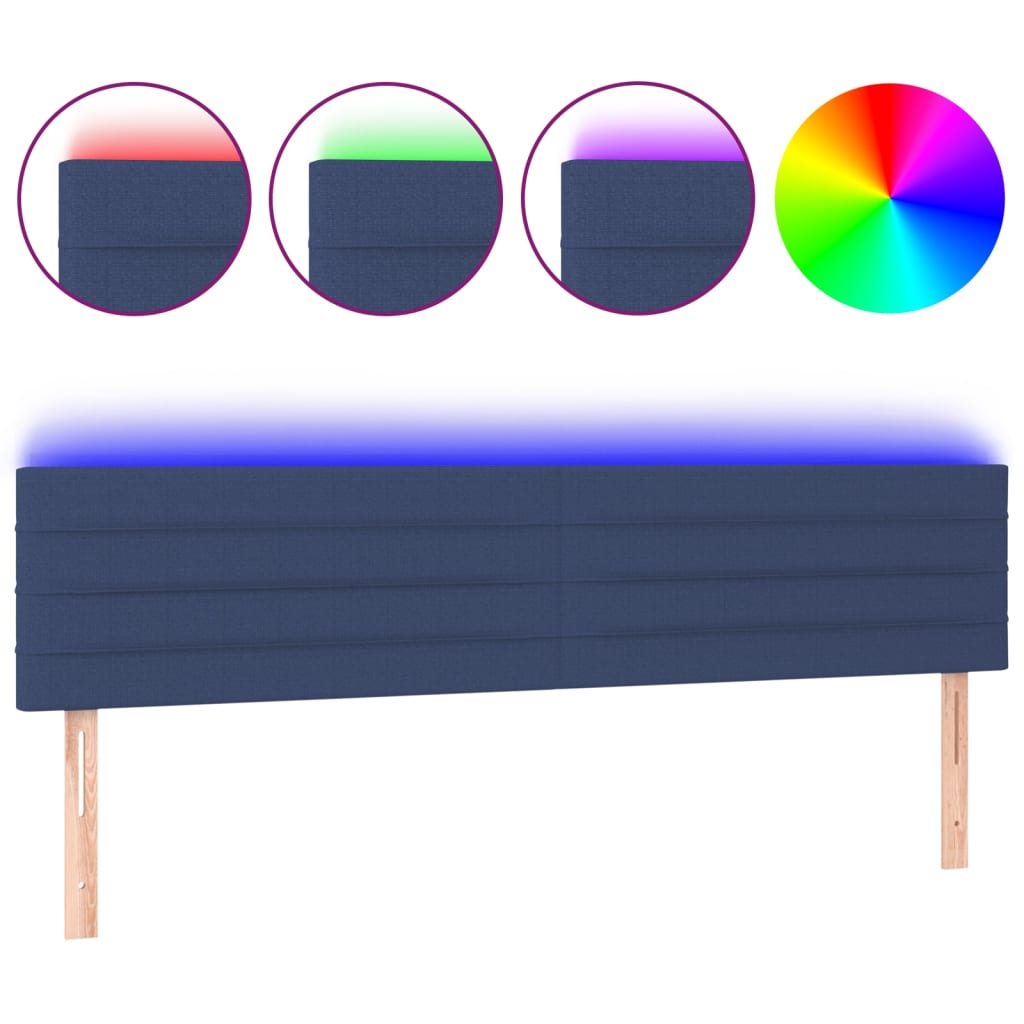 Hoofdbord LED 200x5x78/88 cm stof blauw is nu te koop bij PeponiXL, paradijselijk wonen!