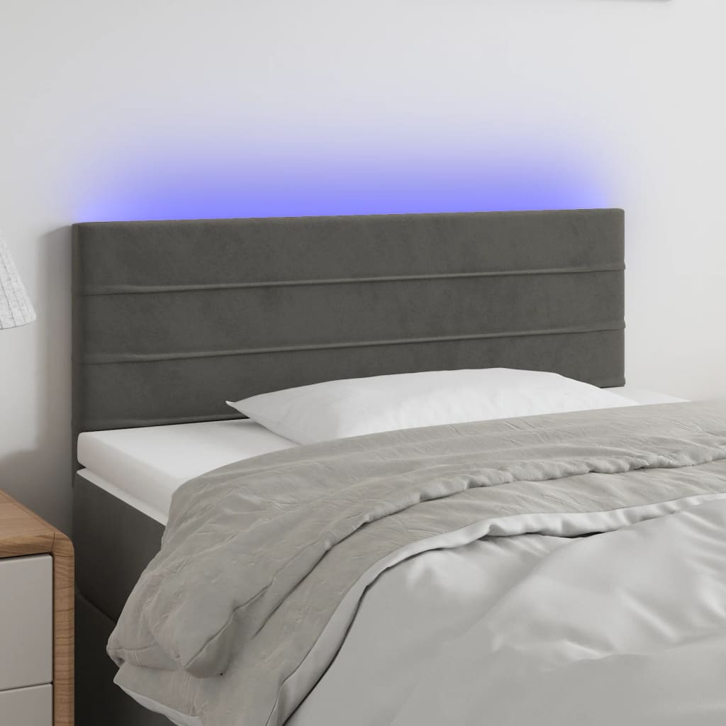 Hoofdbord LED 80x5x78/88 cm fluweel donkergrijs is nu te koop bij PeponiXL, paradijselijk wonen!