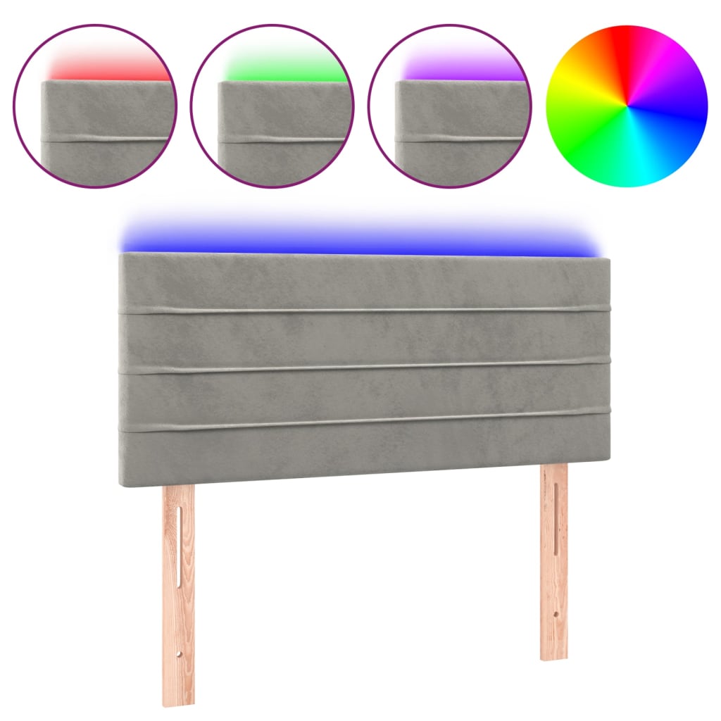 Hoofdbord LED 90x5x78/88 cm fluweel lichtgrijs is nu te koop bij PeponiXL, paradijselijk wonen!