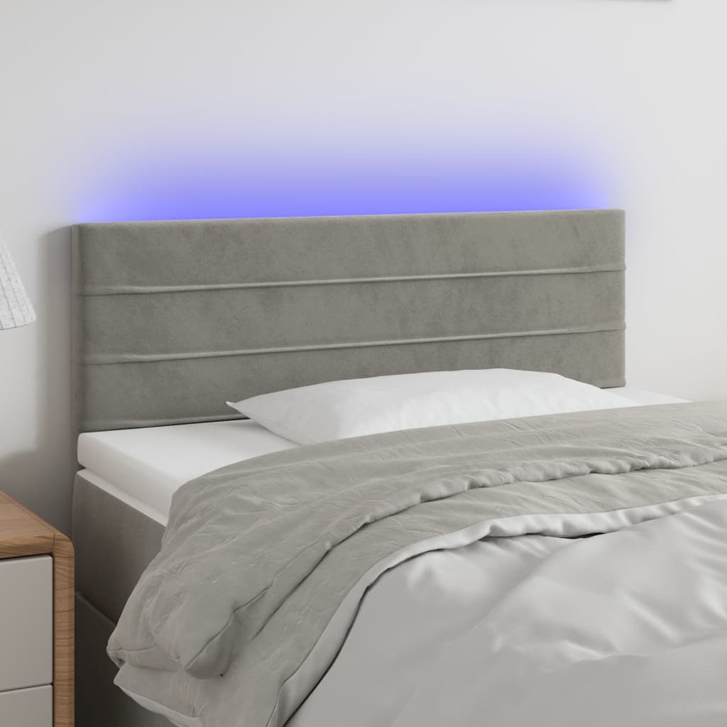 Hoofdbord LED 90x5x78/88 cm fluweel lichtgrijs is nu te koop bij PeponiXL, paradijselijk wonen!