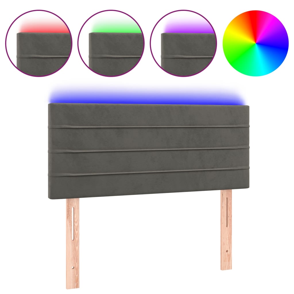 Hoofdbord LED 90x5x78/88 cm fluweel donkergrijs is nu te koop bij PeponiXL, paradijselijk wonen!