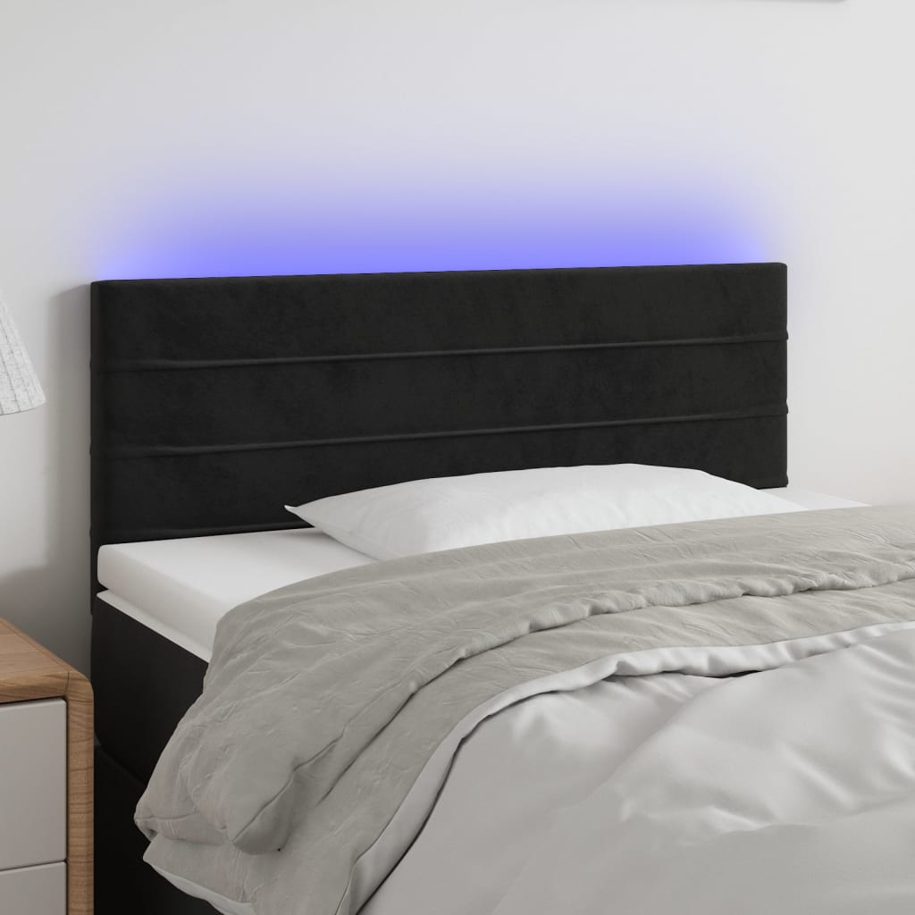 Hoofdbord LED 90x5x78/88 cm fluweel zwart is nu te koop bij PeponiXL, paradijselijk wonen!