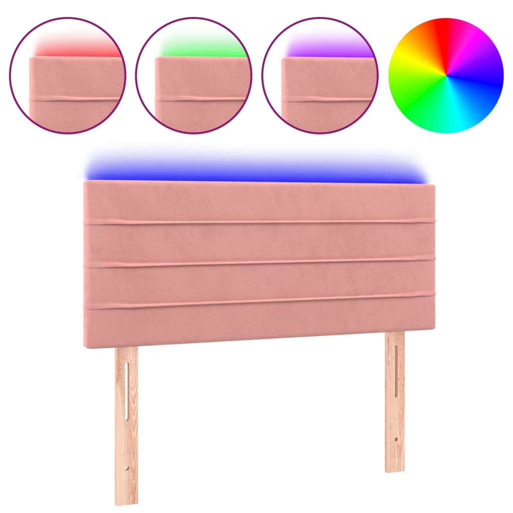 Hoofdbord LED 90x5x78/88 cm fluweel roze is nu te koop bij PeponiXL, paradijselijk wonen!