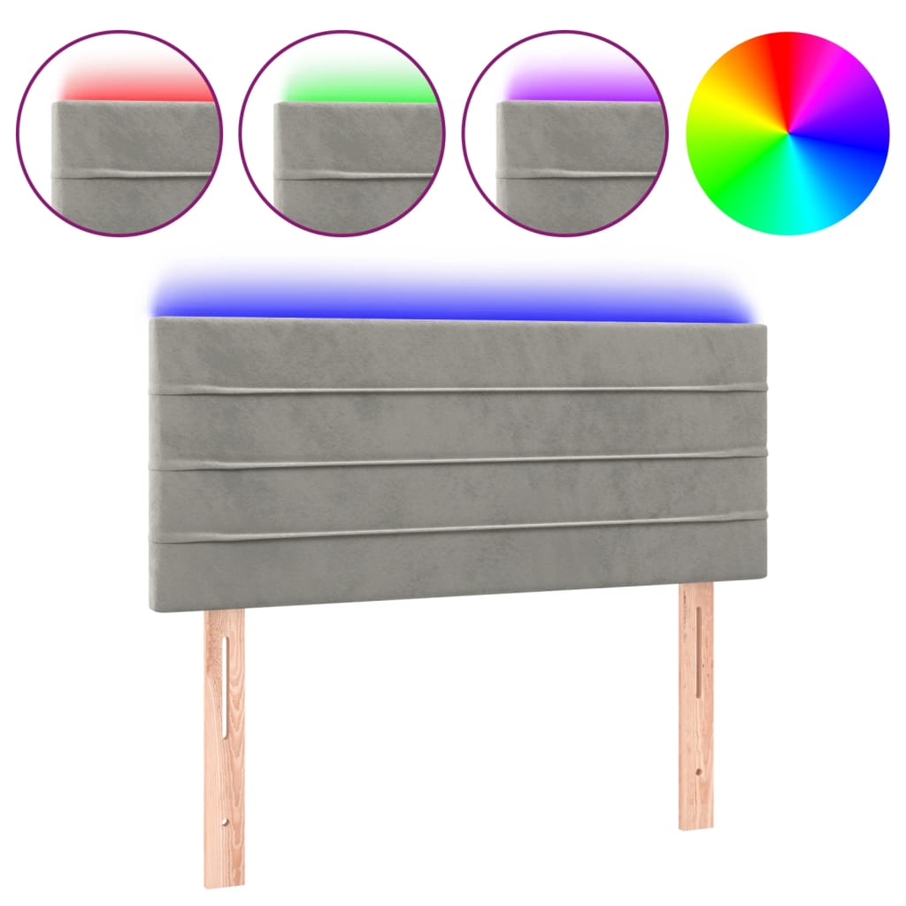 Hoofdbord LED 100x5x78/88 cm fluweel lichtgrijs is nu te koop bij PeponiXL, paradijselijk wonen!