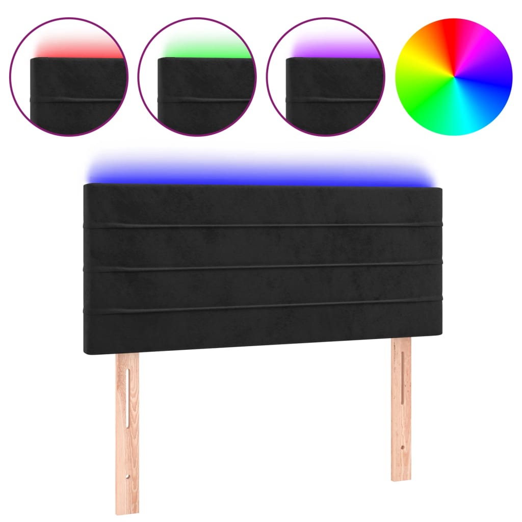 Hoofdbord LED 100x5x78/88 cm fluweel zwart is nu te koop bij PeponiXL, paradijselijk wonen!
