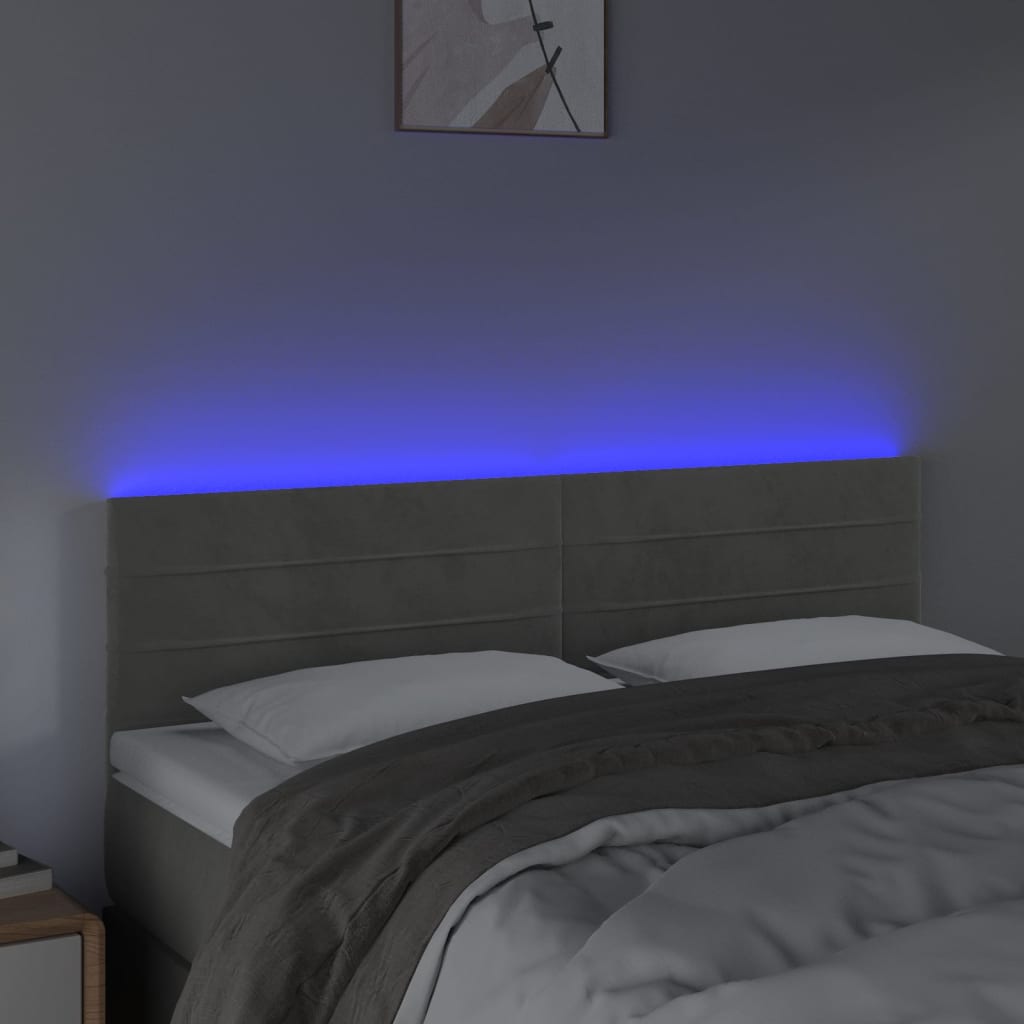 Hoofdbord LED 144x5x78/88 cm fluweel lichtgrijs is nu te koop bij PeponiXL, paradijselijk wonen!