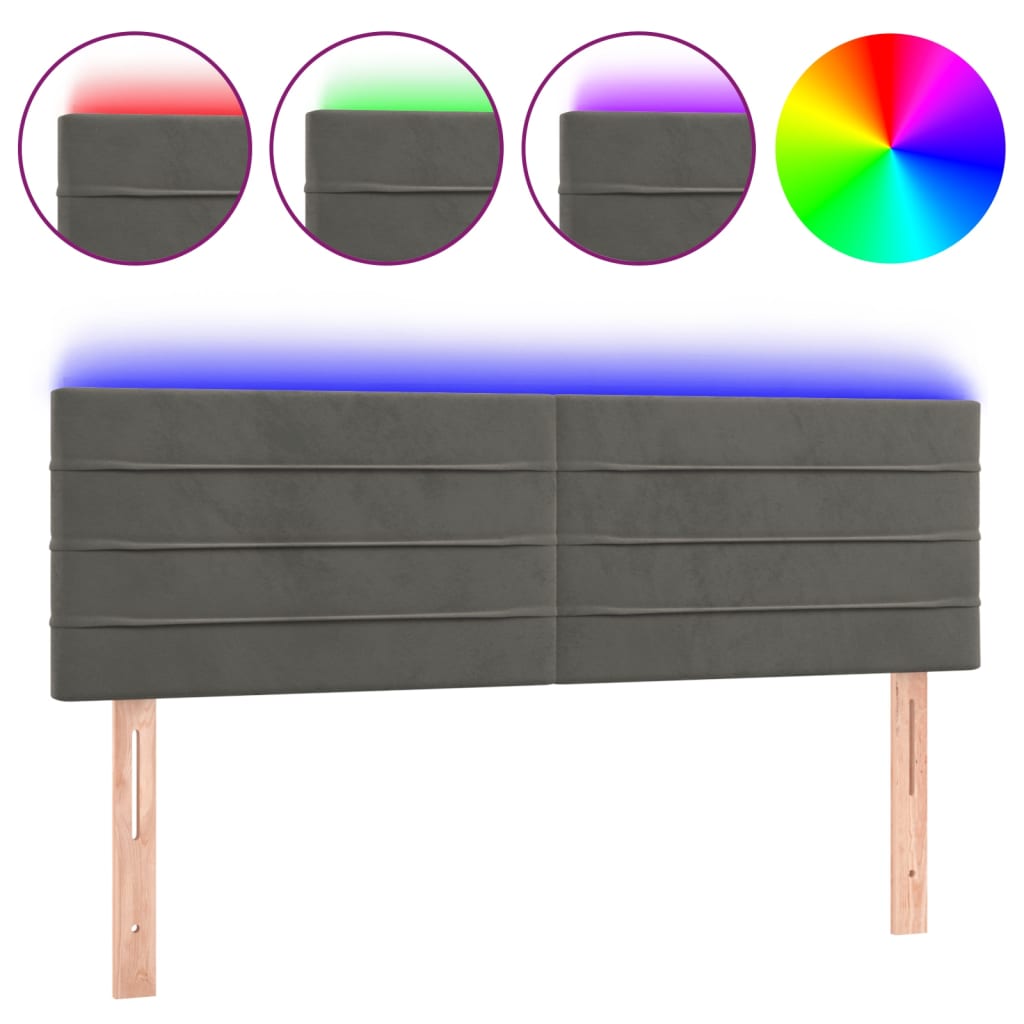 Hoofdbord LED 144x5x78/88 cm fluweel donkergrijs is nu te koop bij PeponiXL, paradijselijk wonen!