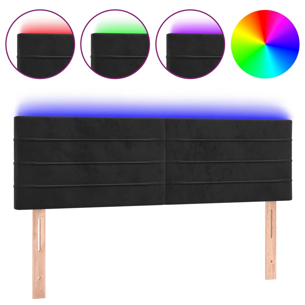 Hoofdbord LED 144x5x78/88 cm fluweel zwart is nu te koop bij PeponiXL, paradijselijk wonen!
