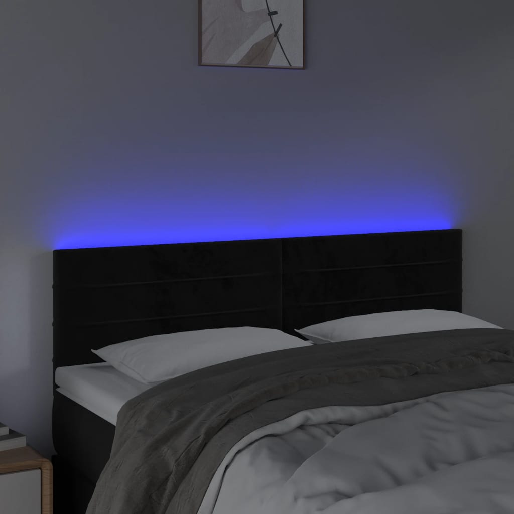 Hoofdbord LED 144x5x78/88 cm fluweel zwart is nu te koop bij PeponiXL, paradijselijk wonen!
