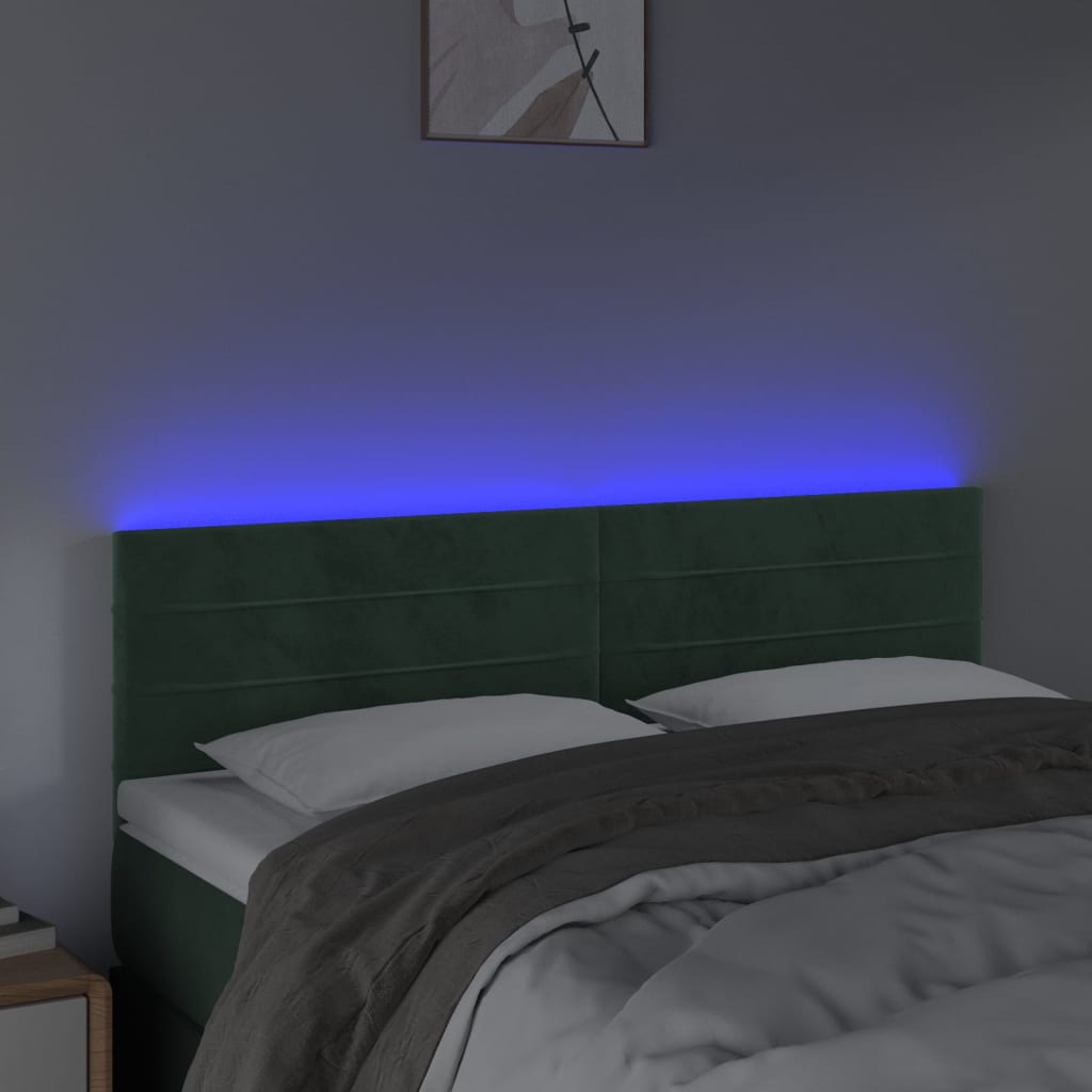 Hoofdbord LED 144x5x78/88 cm fluweel donkergroen is nu te koop bij PeponiXL, paradijselijk wonen!