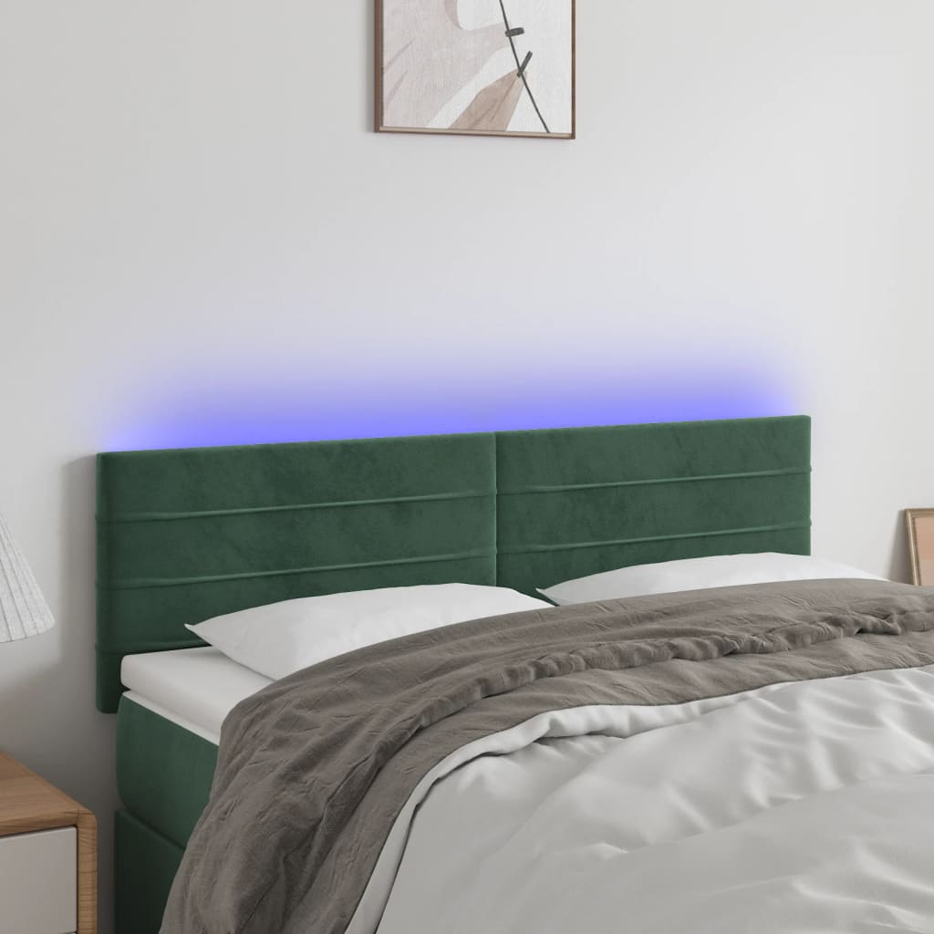 Hoofdbord LED 144x5x78/88 cm fluweel donkergroen is nu te koop bij PeponiXL, paradijselijk wonen!