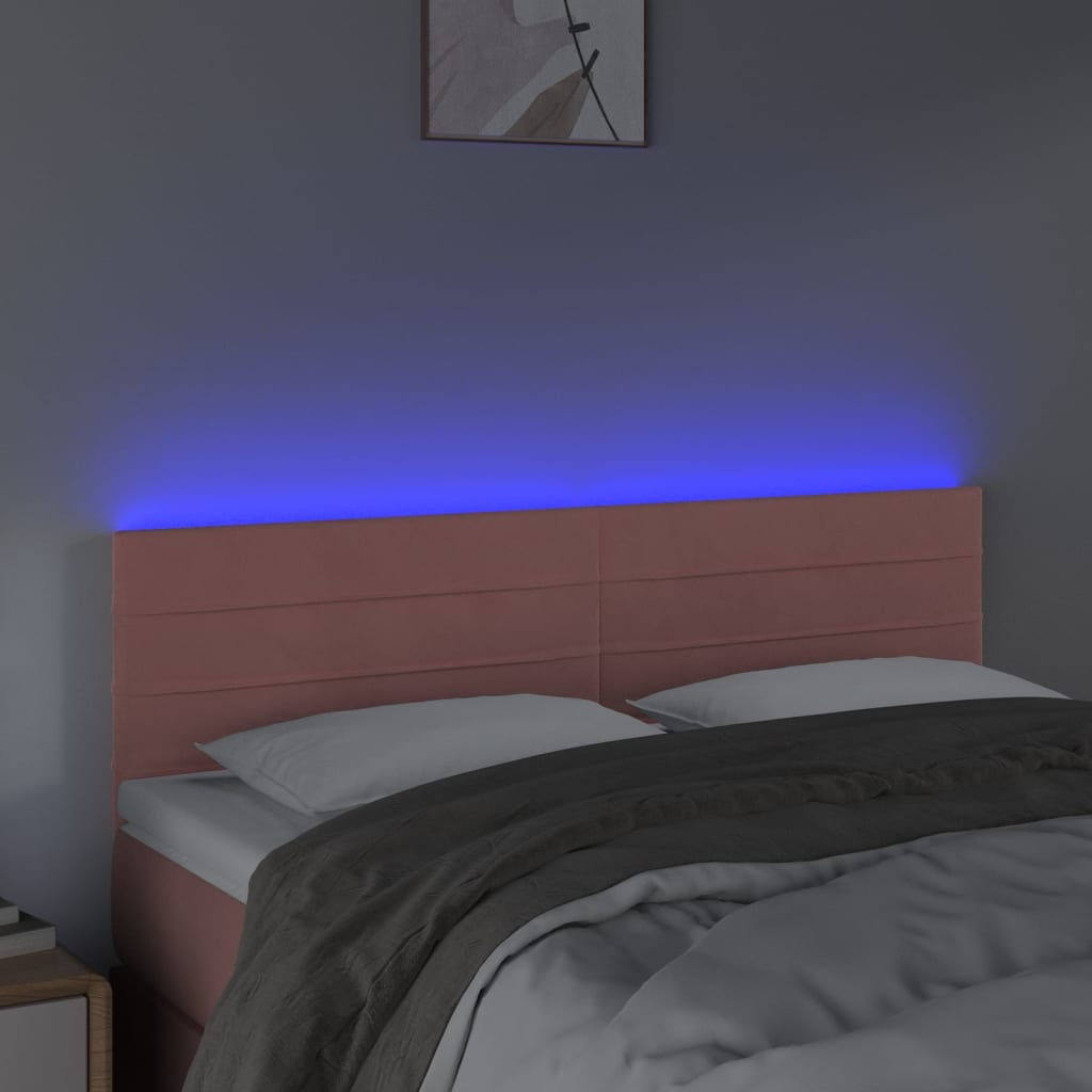 Hoofdbord LED 144x5x78/88 cm fluweel roze is nu te koop bij PeponiXL, paradijselijk wonen!