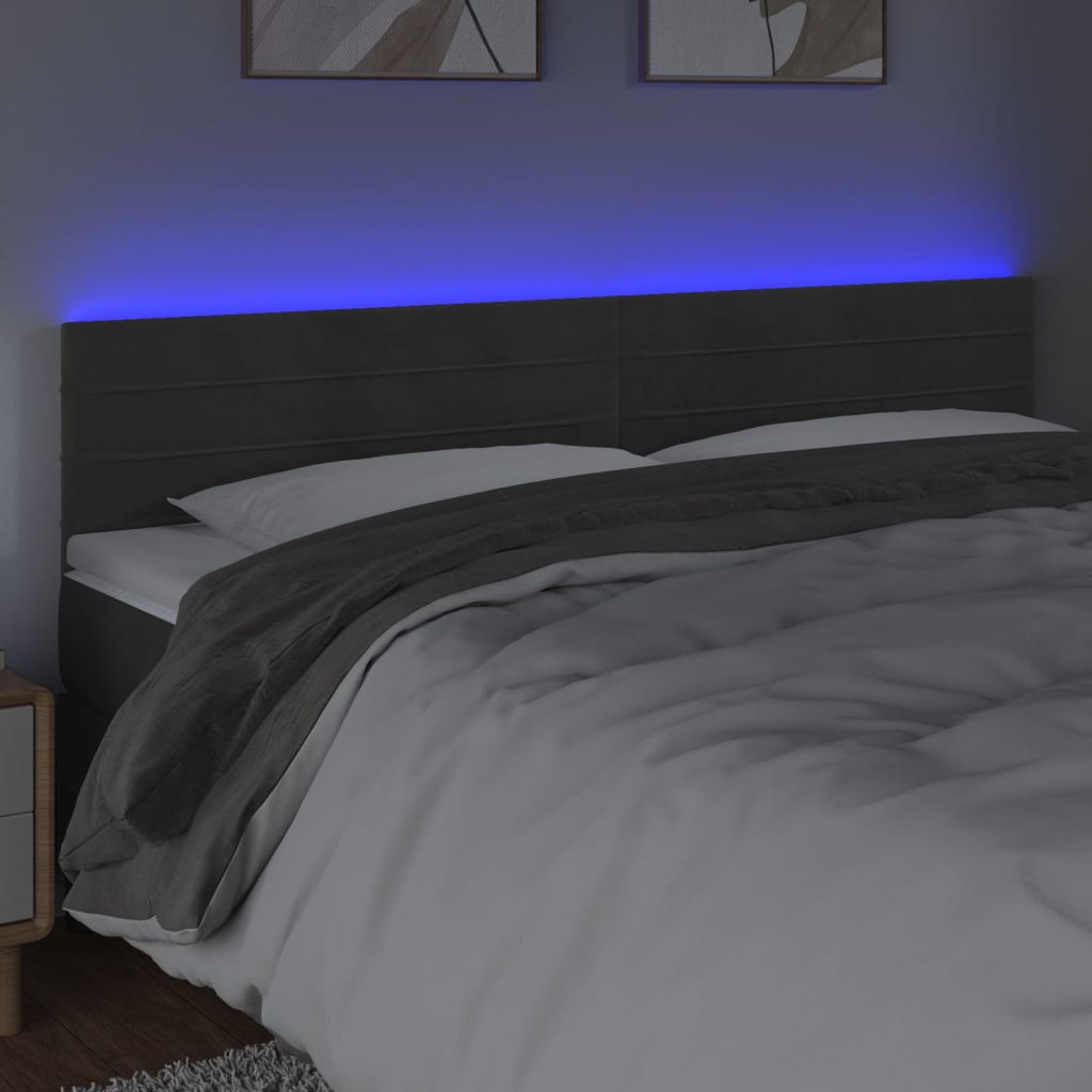 Hoofdbord LED 160x5x78/88 cm fluweel donkergrijs is nu te koop bij PeponiXL, paradijselijk wonen!