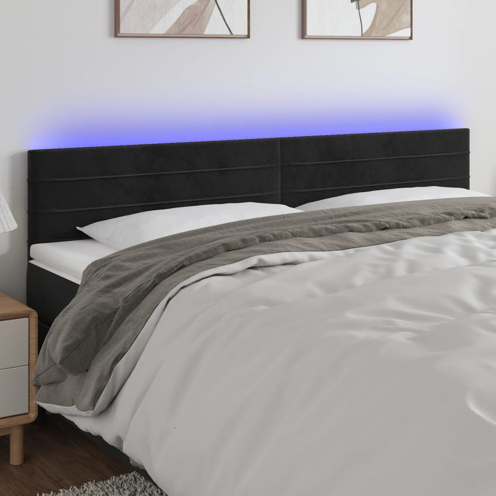 Hoofdbord LED 160x5x78/88 cm fluweel zwart is nu te koop bij PeponiXL, paradijselijk wonen!