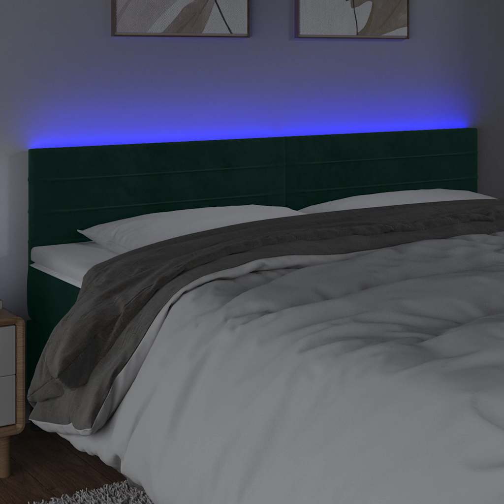Hoofdbord LED 160x5x78/88 cm fluweel donkergroen is nu te koop bij PeponiXL, paradijselijk wonen!